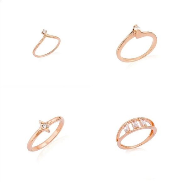 ZIRCONIA ELLIPSES RING + ROSÉ GOLD PLATED size 7 - Picture 8 of 9
